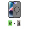 MARSİLYAN™- iPhone 16E Kılıf Siluet Minimal Prime - Siyah Bilvis Hayalet Cam Ekran Koruyucu + Raze Metal Kamera Lens - SH