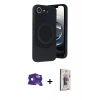 MARSİLYAN™- iPhone 16E Kılıf Ufuk Serisi - Siyah Bilvis 3D Cam Ekran Koruyucu + Bilvis Titan Kamera Lens - RW