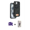 MARSİLYAN™- iPhone 16E Kılıf Vadi Klasik Serisi - Siyah Bilvis 3D Cam Ekran Koruyucu + Bilvis Titan Kamera Lens - BZ