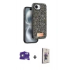 MARSİLYAN™- iPhone 16E Kılıf Vadi Klasik Serisi - Siyah Bilvis 3D Cam Ekran Koruyucu + Bilvis Titan Kamera Lens - BZ