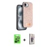 MARSİLYAN™- iPhone 16E Kılıf Vadi Klasik Serisi - Siyah Bilvis 3D Cam Ekran Koruyucu + Raze Metal Kamera Lens - GS