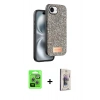 MARSİLYAN™- iPhone 16E Kılıf Vadi Klasik Serisi - Siyah Bilvis 3D Cam Ekran Koruyucu + Raze Metal Kamera Lens - GS
