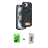 MARSİLYAN™- iPhone 16E Kılıf Vadi Klasik Serisi - Siyah Bilvis 3D Cam Ekran Koruyucu + Raze Metal Kamera Lens - GS