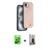 MARSİLYAN™- iPhone 16E Kılıf Vadi Klasik Serisi - Siyah Bilvis Hayalet Cam Ekran Koruyucu + Raze Metal Kamera Lens - GS