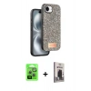 MARSİLYAN™- iPhone 16E Kılıf Vadi Klasik Serisi - Siyah Bilvis Hayalet Cam Ekran Koruyucu + Raze Metal Kamera Lens - GS