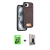 MARSİLYAN™- iPhone 16E Kılıf Vadi Klasik Serisi - Siyah Bilvis Hayalet Cam Ekran Koruyucu + Raze Metal Kamera Lens - GS