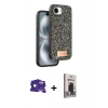 MARSİLYAN™- iPhone 16E Kılıf Vadi Klasik Serisi - Siyah Bilvis Hayalet Cam Ekran Koruyucu + Bilvis Titan Kamera Lens - RW