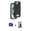 MARSİLYAN™- iPhone 16E Kılıf Vadi Klasik Serisi - Siyah Bilvis Hayalet Cam Ekran Koruyucu + Bilvis Titan Kamera Lens - RW