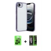 MARSİLYAN™- iPhone 16E Kılıf Vadi Minimal - Şeffaf 360 Full Body Arka Koruyucu + Siyah Raze Metal Kamera Lens