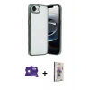 MARSİLYAN™- iPhone 16E Kılıf Vadi Minimal - Siyah Bilvis 3D Cam Ekran Koruyucu + Bilvis Titan Kamera Lens - BZ