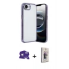 MARSİLYAN™- iPhone 16E Kılıf Vadi Minimal - Siyah Bilvis 3D Cam Ekran Koruyucu + Bilvis Titan Kamera Lens - BZ