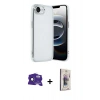 MARSİLYAN™- iPhone 16E Kılıf Vadi Minimal - Siyah Bilvis 3D Cam Ekran Koruyucu + Bilvis Titan Kamera Lens - SH