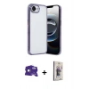 MARSİLYAN™- iPhone 16E Kılıf Vadi Minimal - Siyah Bilvis 3D Cam Ekran Koruyucu + Rainbow Bilvis Titan Kamera Lens