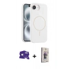 MARSİLYAN™- iPhone 16E Kılıf Yankı Form Serisi - Siyah Bilvis 3D Cam Ekran Koruyucu + Bilvis Titan Kamera Lens - RW