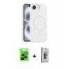 MARSİLYAN™- iPhone 16E Kılıf Yankı Form Serisi - Siyah Bilvis 3D Cam Ekran Koruyucu + Raze Metal Kamera Lens - SH