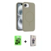 MARSİLYAN™- iPhone 16E Kılıf Yankı Form Serisi - Siyah Bilvis 3D Cam Ekran Koruyucu + Raze Metal Kamera Lens - SH