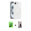 MARSİLYAN™- iPhone 16E Kılıf Yankı Form Serisi - Siyah Bilvis Hayalet Cam Ekran Koruyucu + Raze Metal Kamera Lens - GS