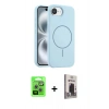 MARSİLYAN™- iPhone 16E Kılıf Yankı Form Serisi - Siyah Bilvis Hayalet Cam Ekran Koruyucu + Raze Metal Kamera Lens - GS