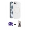 MARSİLYAN™- iPhone 16E Kılıf Yankı Form Serisi - Siyah Bilvis Hayalet Cam Ekran Koruyucu + Bilvis Titan Kamera Lens - RW