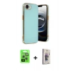 MARSİLYAN™- iPhone 16E Kılıf Yankı Serisi - Siyah Bilvis 3D Cam Ekran Koruyucu + Raze Metal Kamera Lens - GS