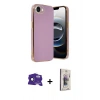 MARSİLYAN™- iPhone 16E Kılıf Yankı Serisi - Siyah Bilvis 3D Cam Ekran Koruyucu + Bilvis Titan Kamera Lens - SH