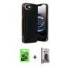 MARSİLYAN™- iPhone 16E Kılıf Yankı Serisi - Siyah Bilvis Hayalet Cam Ekran Koruyucu + Raze Metal Kamera Lens - SH