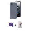 MARSİLYAN™- iPhone 16E Kılıf Yankı Yansıma Özel Seri - Siyah Bilvis 3D Cam Ekran Koruyucu + Bilvis Titan Kamera Lens - SH