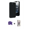 MARSİLYAN™- iPhone 16E Kılıf Yankı Yansıma Özel Seri - Siyah Bilvis 3D Cam Ekran Koruyucu + Bilvis Titan Kamera Lens - SH