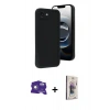 MARSİLYAN™- iPhone 16E Kılıf Yankı Yansıma Özel Seri - Siyah Bilvis 3D Cam Ekran Koruyucu + Bilvis Titan Kamera Lens - BZ