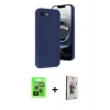 MARSİLYAN™- iPhone 16E Kılıf Yankı Yansıma Özel Seri - Siyah Bilvis 3D Cam Ekran Koruyucu + Gümüş Raze Metal Kamera Lens