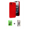 MARSİLYAN™- iPhone 16E Kılıf Yankı Yansıma Özel Seri - Siyah Bilvis 3D Cam Ekran Koruyucu + Gümüş Raze Metal Kamera Lens