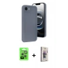 MARSİLYAN™- iPhone 16E Kılıf Yankı Yansıma Özel Seri - Siyah Bilvis 3D Cam Ekran Koruyucu + Gümüş Raze Metal Kamera Lens