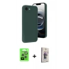 MARSİLYAN™- iPhone 16E Kılıf Yankı Yansıma Özel Seri - Siyah Bilvis 3D Cam Ekran Koruyucu + Gümüş Raze Metal Kamera Lens