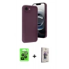MARSİLYAN™- iPhone 16E Kılıf Yankı Yansıma Özel Seri - Siyah Bilvis 3D Cam Ekran Koruyucu + Siyah Raze Metal Kamera Lens