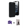 MARSİLYAN™- iPhone 16E Kılıf Yankı Yansıma Özel Seri - Siyah Bilvis Hayalet Cam Ekran Koruyucu + Bilvis Titan Kamera Lens - RW