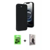 MARSİLYAN™- iPhone 16E Kılıf Yankı Yansıma Özel Seri - Siyah Bilvis Hayalet Cam Ekran Koruyucu + Raze Metal Kamera Lens - SH