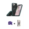 MARSİLYAN™- iPhone 16E Kılıf Yörünge Çizgi - Siyah Bilvis 3D Cam Ekran Koruyucu + Bilvis Titan Kamera Lens - SH