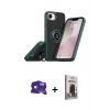 MARSİLYAN™- iPhone 16E Kılıf Yörünge Çizgi - Siyah Bilvis Hayalet Cam Ekran Koruyucu + Bilvis Titan Kamera Lens - SH
