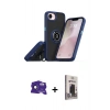 MARSİLYAN™- iPhone 16E Kılıf Yörünge Çizgi - Siyah Bilvis Hayalet Cam Ekran Koruyucu + Bilvis Titan Kamera Lens - SH