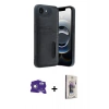 MARSİLYAN™- iPhone 16E Kılıf Yörünge Işık Serisi - Siyah Bilvis 3D Cam Ekran Koruyucu + Bilvis Titan Kamera Lens - BZ
