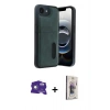 MARSİLYAN™- iPhone 16E Kılıf Yörünge Işık Serisi - Siyah Bilvis 3D Cam Ekran Koruyucu + Bilvis Titan Kamera Lens - BZ