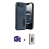 MARSİLYAN™- iPhone 16E Kılıf Yörünge Işık Serisi - Siyah Bilvis 3D Cam Ekran Koruyucu + Bilvis Titan Kamera Lens - BZ
