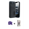 MARSİLYAN™- iPhone 16E Kılıf Yörünge Işık Serisi - Siyah Bilvis 3D Cam Ekran Koruyucu + Bilvis Titan Kamera Lens - RW