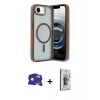 MARSİLYAN™- iPhone 16E Kılıf Yörünge Klasik - Siyah Bilvis 3D Cam Ekran Koruyucu + Rainbow Bilvis Titan Kamera Lens
