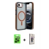 MARSİLYAN™- iPhone 16E Kılıf Yörünge Klasik - Siyah Bilvis 3D Cam Ekran Koruyucu + Raze Metal Kamera Lens - SH