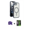 MARSİLYAN™- iPhone 16E Kılıf Zirve Doku Prime - Şeffaf 360 Full Body Arka Koruyucu + Bilvis Titan Kamera Lens - SH