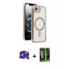 MARSİLYAN™- iPhone 16E Kılıf Zirve Doku Prime - Şeffaf 360 Full Body Arka Koruyucu + Bilvis Titan Kamera Lens - SH
