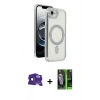 MARSİLYAN™- iPhone 16E Kılıf Zirve Doku Prime - Şeffaf 360 Full Body Arka Koruyucu + Bilvis Titan Kamera Lens - SH