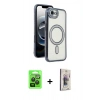 MARSİLYAN™- iPhone 16E Kılıf Zirve Doku Prime - Siyah Bilvis 3D Cam Ekran Koruyucu + Raze Metal Kamera Lens - SH