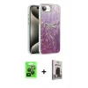 MARSİLYAN™- iPhone 16E Kılıf Zirve Modern Prime - Siyah Bilvis Hayalet Cam Ekran Koruyucu + Raze Metal Kamera Lens - SH